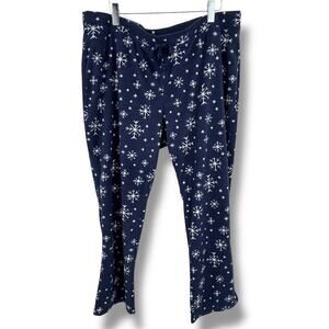 Old Navy pajama pants men's XXL fleece snowflake navy white pull on NEW